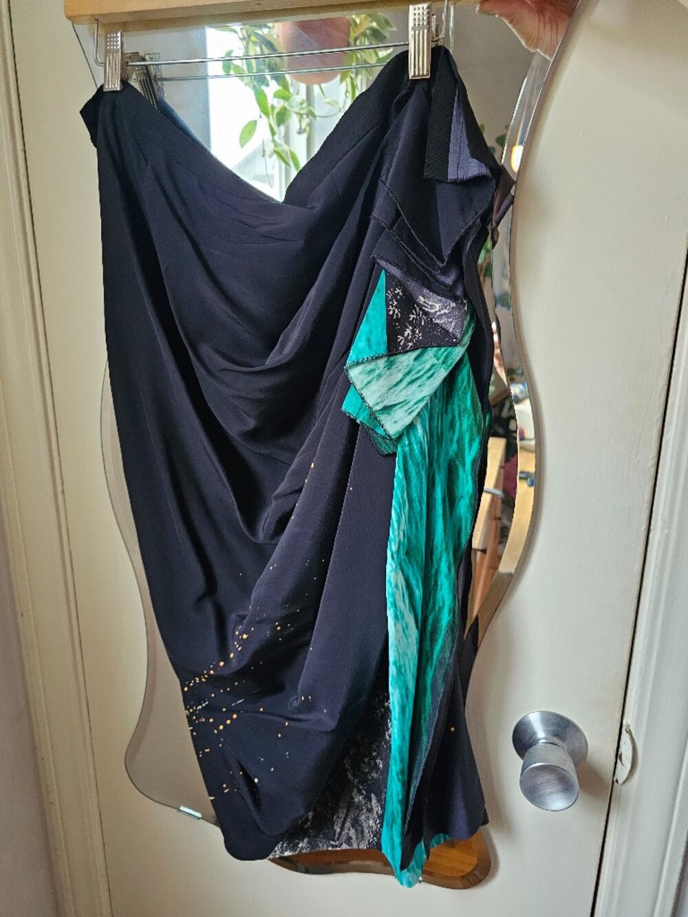 Dries Van Noten Asymmetrical Print 100% Silk Skirt sz 42